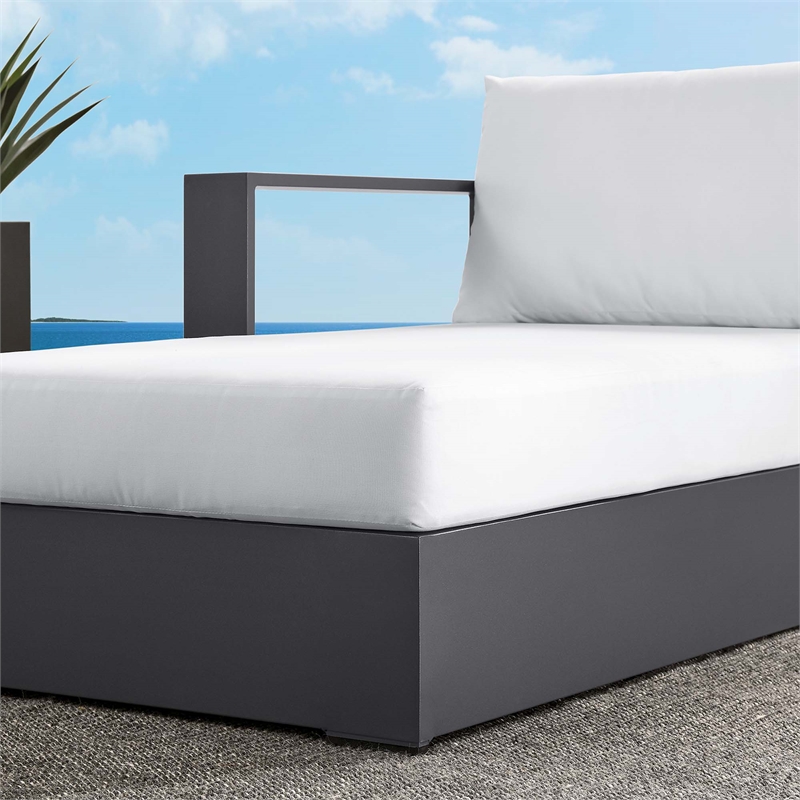 Maklaine Contemporary Modular Left-Facing Chaise Lounge in Gray White