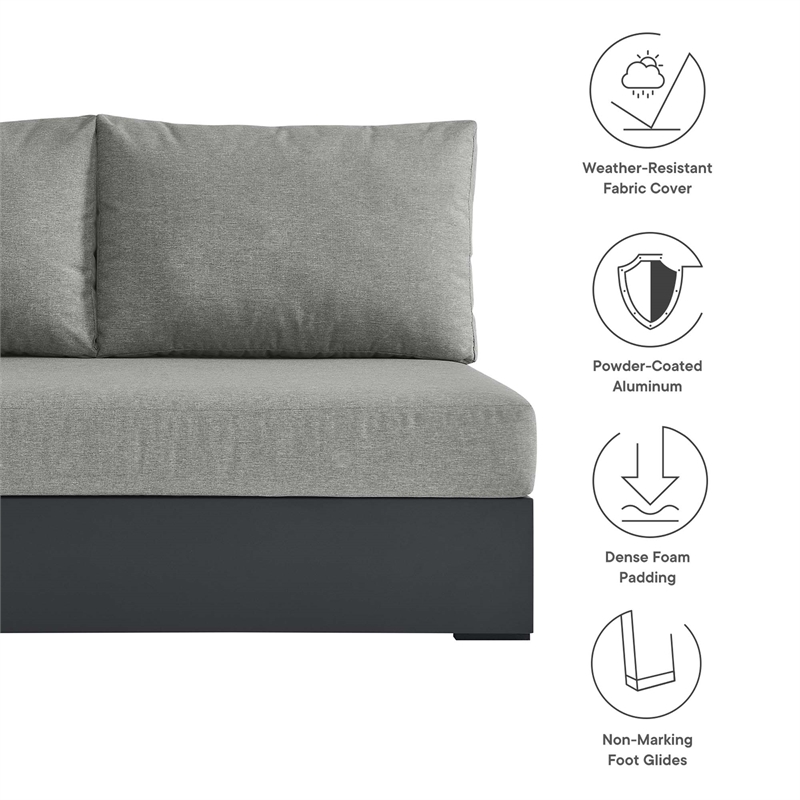 Maklaine Contemporary Modular Left-Facing Loveseat in Gray Gray