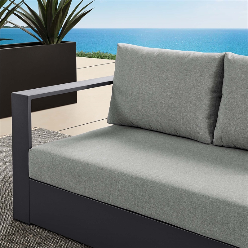 Maklaine Contemporary Modular Left-Facing Loveseat in Gray Gray