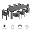 Maklaine 9-Piece Dining Set With Extendable Table in Gray Charcoal