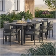 Maklaine 9-Piece Dining Set With Extendable Table in Gray Charcoal