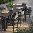 Maklaine 9-Piece Dining Set With Extendable Table in Gray Charcoal