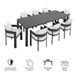 Maklaine 9-Piece Dining Set With Extendable Table in Gray White
