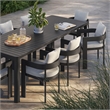 Maklaine 9-Piece Dining Set With Extendable Table in Gray White
