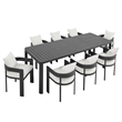 Maklaine 9-Piece Dining Set With Extendable Table in Gray White