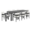 Maklaine 9-Piece Dining Set With Extendable Table in Gray White
