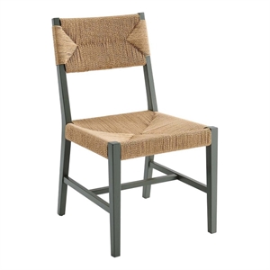 Maklaine 21&quot Modern Elm Wood/Paper Rope Dining Chair in Light Gray/Natural