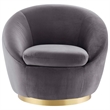 Maklaine Modern Performance Velvet Swivel Chair in Gold/Gray