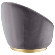 Maklaine Modern Performance Velvet Swivel Chair in Gold/Gray