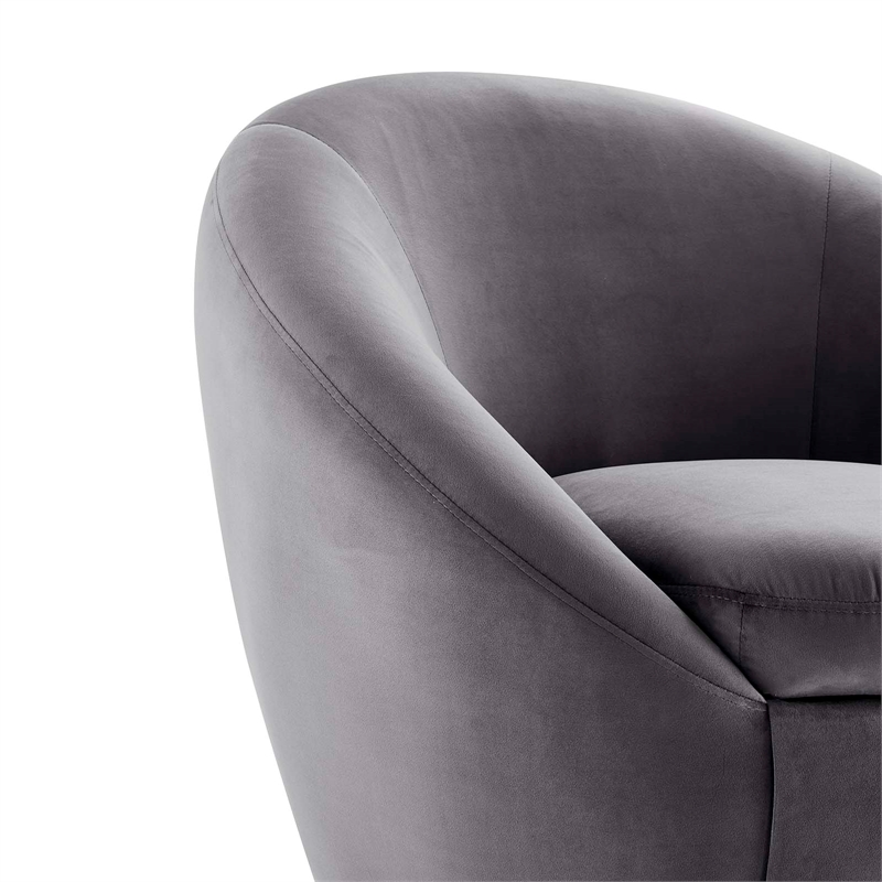 Maklaine Modern Performance Velvet Swivel Chair in Gold/Gray