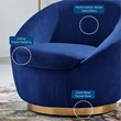 Maklaine Modern Performance Velvet Swivel Chair in Gold/Navy