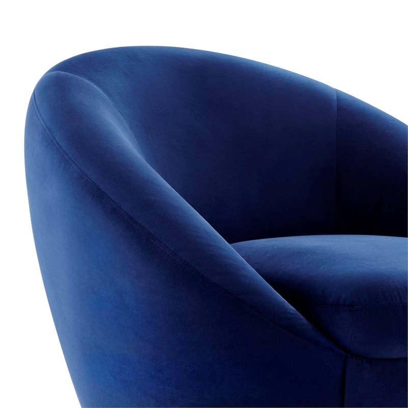 Maklaine Modern Performance Velvet Swivel Chair in Gold/Navy