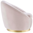 Maklaine Modern Performance Velvet Swivel Chair in Gold/Pink