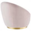 Maklaine Modern Performance Velvet Swivel Chair in Gold/Pink