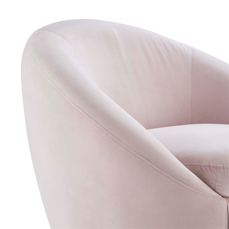Maklaine Modern Performance Velvet Swivel Chair in Gold/Pink