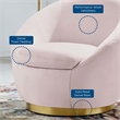 Maklaine Modern Performance Velvet Swivel Chair in Gold/Pink