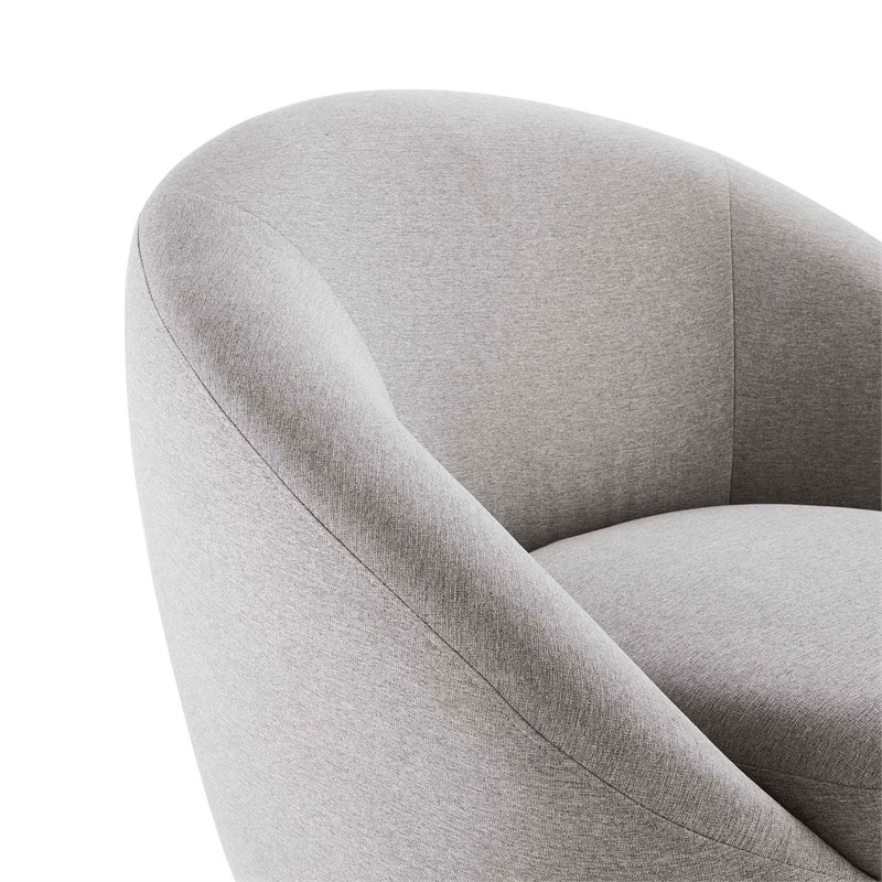 Maklaine Upholstered Fabric Swivel Chair in Black/Light Gray