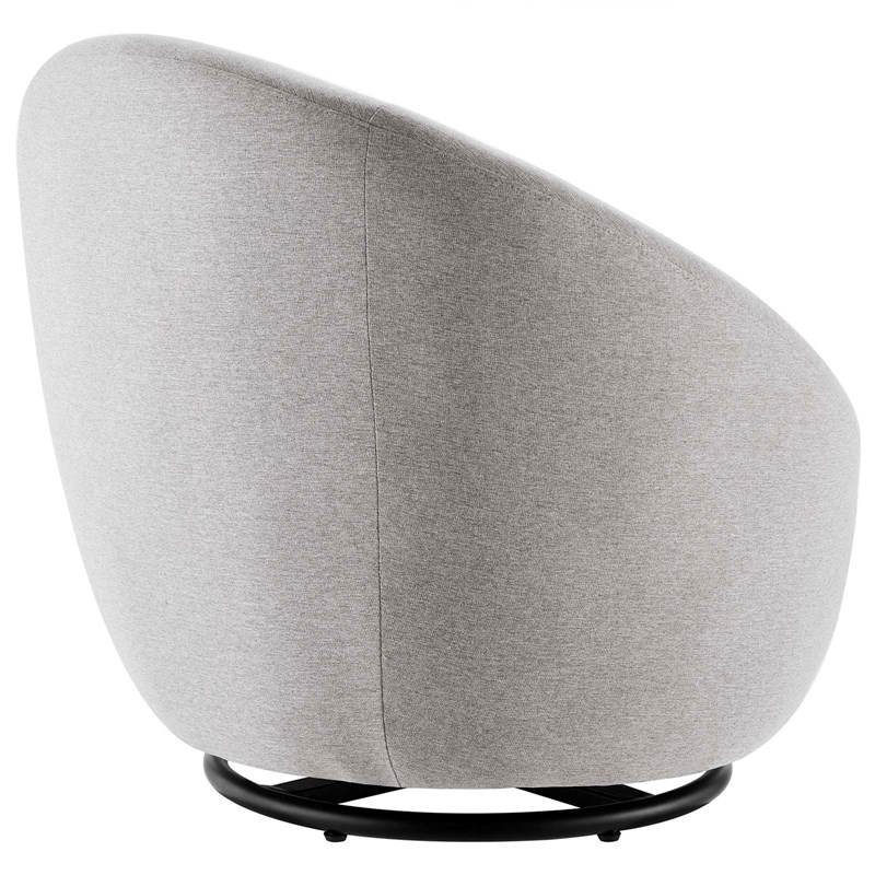 Maklaine Upholstered Fabric Swivel Chair in Black/Light Gray