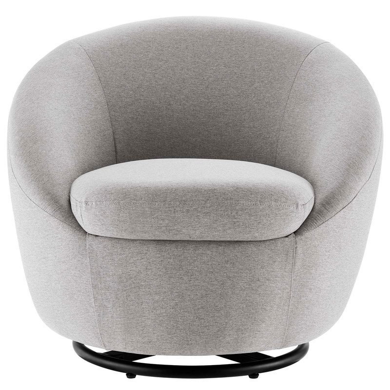 Maklaine Upholstered Fabric Swivel Chair in Black/Light Gray