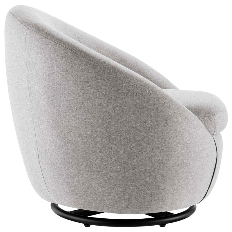 Maklaine Upholstered Fabric Swivel Chair in Black/Light Gray