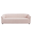 Maklaine Modern Performance Velvet Channel Tufted Sofa in Pink