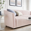 Maklaine Modern Performance Velvet Channel Tufted Sofa in Pink