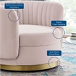 Maklaine Tufted Performance Velvet Swivel Chair in Gold/Pink