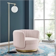 Maklaine Tufted Performance Velvet Swivel Chair in Gold/Pink