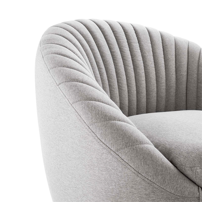 Maklaine Upholstered Fabric Swivel Chair in Black/Light Gray