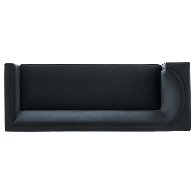 Maklaine Modern Performance Velvet Upholstered Sofa in Black/Gold