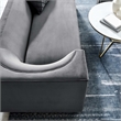Maklaine Modern Performance Velvet Upholstered Sofa in Gray/Gold