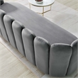 Maklaine Contemporary Tufted Performance Velvet Sofa in Gray/Gold