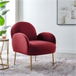 Maklaine Contemporary Performance Velvet Armchair in Maroon Red