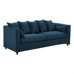 Maklaine Modern Wood and Fabric Slipcover Sofa in Azure Blue