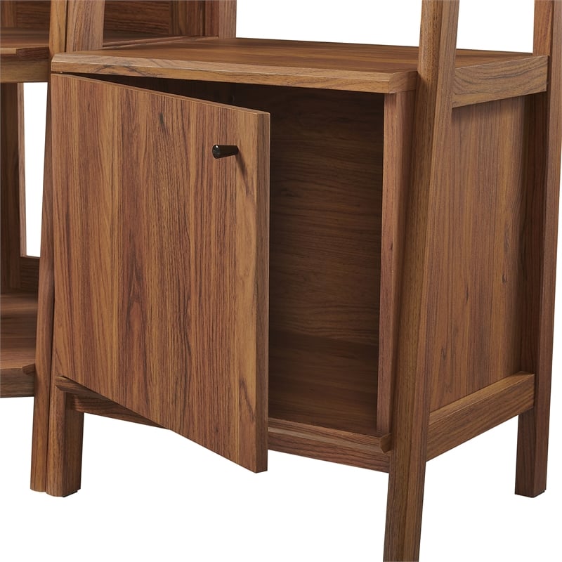 Maklaine 3-piece Corner Bookshelf Set with Narrow Bookshelves in Walnut