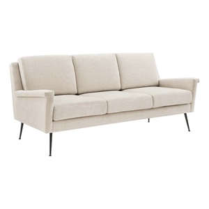 Maklaine Contemporary Upholstered Fabric Sofa in Black Beige
