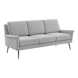 Maklaine Contemporary Upholstered Fabric Sofa in Black Light Gray