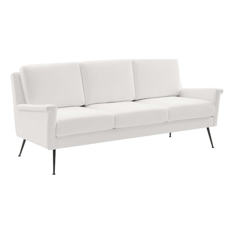 Maklaine Contemporary Upholstered Fabric Sofa in Black White