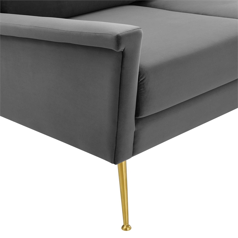 Maklaine Contemporary Performance Velvet Sofa in Gold and Gray