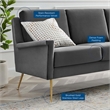 Maklaine Contemporary Performance Velvet Sofa in Gold and Gray