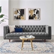 Maklaine Contemporary Tufted Performance Velvet Sofa in Gray