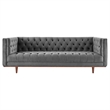 Maklaine Contemporary Tufted Performance Velvet Sofa in Gray