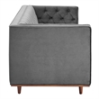 Maklaine Contemporary Tufted Performance Velvet Sofa in Gray