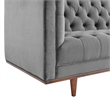 Maklaine Contemporary Tufted Performance Velvet Sofa in Gray