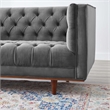 Maklaine Contemporary Tufted Performance Velvet Sofa in Gray