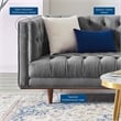 Maklaine Contemporary Tufted Performance Velvet Sofa in Gray