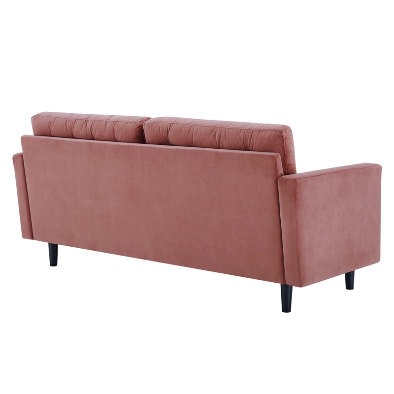 Maklaine Tufted Performance Velvet Sofa in Dusty Rose Pink/Black