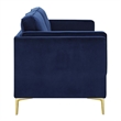 Maklaine Performance Velvet Sofa with Metal Leg - Midnight Blue