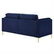 Maklaine Performance Velvet Sofa with Metal Leg - Midnight Blue