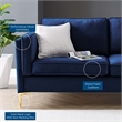 Maklaine Performance Velvet Sofa with Metal Leg - Midnight Blue